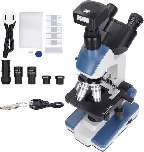 Electric Compound Trinocular Microscope 307X to 7690X LED Compound Microscope with 5MP USB 2.0 Camera (US Plug) in Saudi Arabia