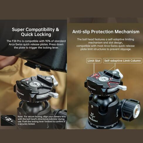 Falcam Tripod Head Kit XB -3R ، F38 Pro Quick Release Low Gravity Dual Panorama Ball Head - F38B4907 in Kuwait