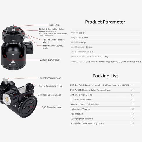 Falcam Tripod Head Kit XB -3R ، F38 Pro Quick Release Low Gravity Dual Panorama Ball Head - F38B4907 in Kuwait