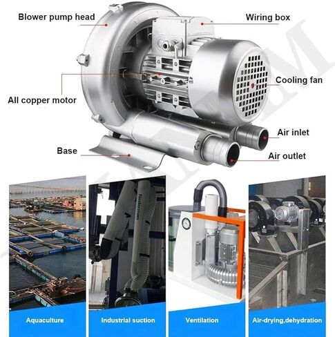 Regenerative Blower, Ring Blower for Sewage Aeration,Single/Three Phase Vortex Ring Blower, Low Noise, Industrial Vacuum Pump for Air Blowing or Suction(5.5KW/380V) in Saudi Arabia