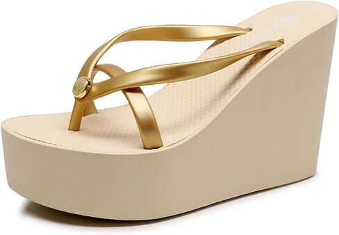 Women's Elastic Lace-Up Slip On Platform Wedge Flip Flop Fashion Round Peep Toe Non-Slip Platform Heighten Clip Toe Flip Flop Summer Leisure Vacation Beach Sandals in Saudi Arabia