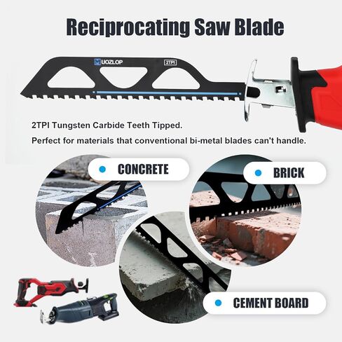 2TPI 12inch 2Pack Masonry Reciprocating Saw Blades | 2TPI Carbide Blade Strong teeths for Cutting Brick, Cement, Porous Concrete in Saudi Arabia