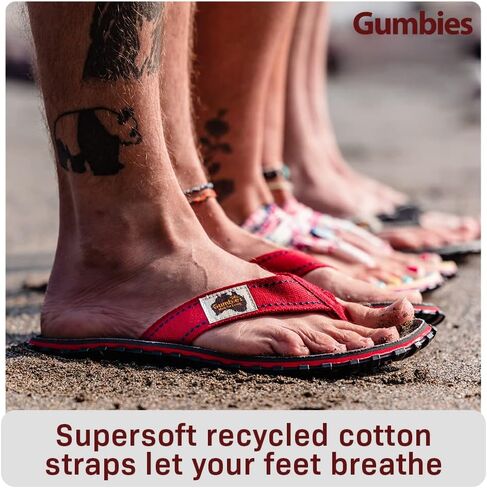 Gumbies Islander Flip Flops Flops ، مع Supersoft Cotton Tee Post ونعل المطاط المعاد تدويره متين - راحة مضمونة in Kuwait