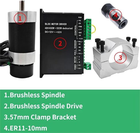 1pcs Brushless 48V 500w ER11 Brushless DC Motor Driver Built in Hall Sensor with 57MM Clamp Bracket(48V500W-4) in Saudi Arabia