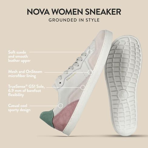 GROUNDIES Nova Barefoot Shoes for Women - Trainer Sneakers for Women with Foot-Friendly Wide Toe Box, Neutral Footbed, and Non Slip Zero Drop Outsole in Kuwait