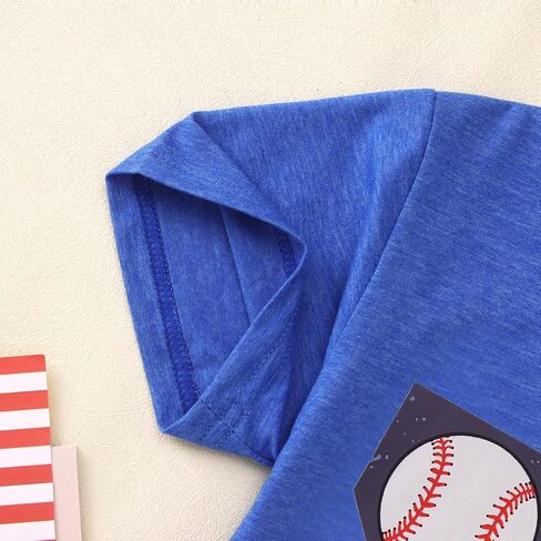 Modntoga Toddler Boy Boy Baseball Shirt Baseball Bat Flag Print T-Shirt Shirt Shirt Sleeve Sports Fans Tee USA Tops Summer Summer in Saudi Arabia