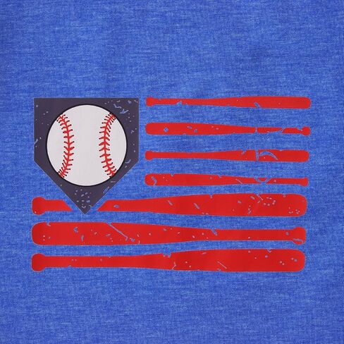 Modntoga Toddler Boy Boy Baseball Shirt Baseball Bat Flag Print T-Shirt Shirt Shirt Sleeve Sports Fans Tee USA Tops Summer Summer in Saudi Arabia