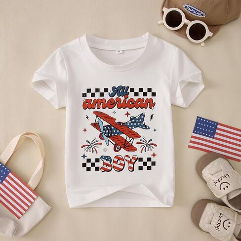 Kekemi Toddler Baby Boys 4th of July قمصان جميع القميص الأمريكي T-Shirt Tees American Tees الولايات المتحدة الأمريكية in Kuwait
