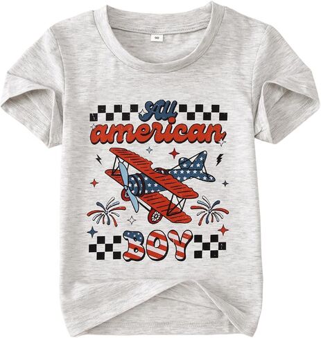 Kekemi Toddler Baby Boys 4th of July قمصان جميع القميص الأمريكي T-Shirt Tees American Tees الولايات المتحدة الأمريكية in Kuwait