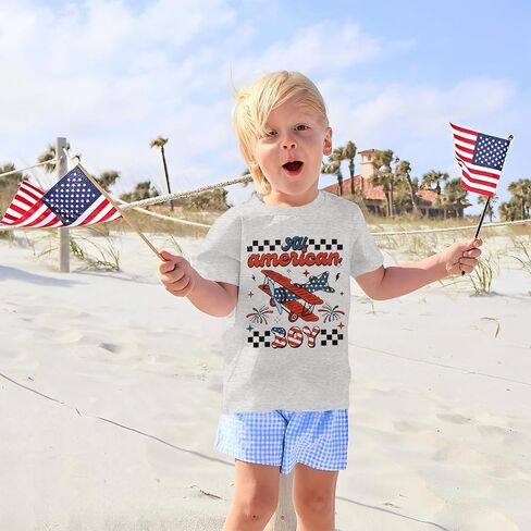 Kekemi Toddler Baby Boys 4th of July قمصان جميع القميص الأمريكي T-Shirt Tees American Tees الولايات المتحدة الأمريكية in Kuwait
