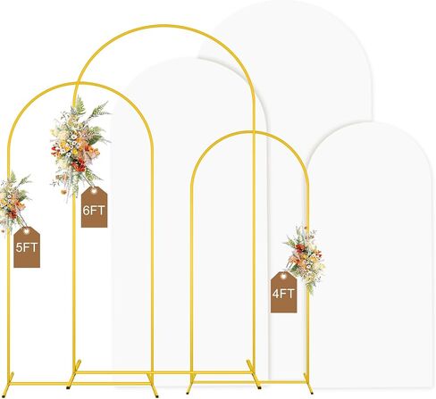 MODFUNS Arch Backdrop Stand and Cover Set of 3 Gold Wedding Arch Stand 6&6.6&7.2ft Beige Arches Cover Chiara Backdrop Stand for Party Birthday Banquet Wedding Arched Frame in Saudi Arabia