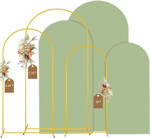 MODFUNS Arch Backdrop Stand and Cover Set of 3 Gold Wedding Arch Stand 6&6.6&7.2ft Beige Arches Cover Chiara Backdrop Stand for Party Birthday Banquet Wedding Arched Frame in Saudi Arabia