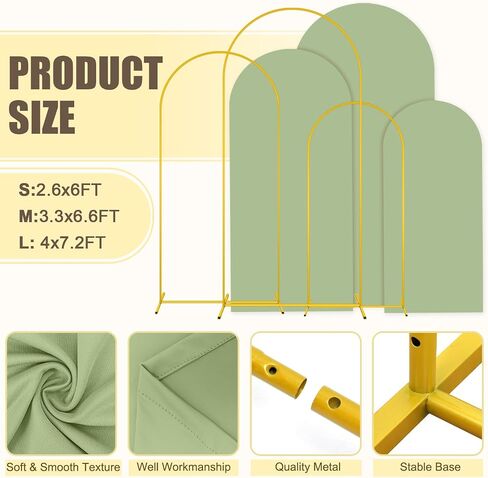 MODFUNS Arch Backdrop Stand and Cover Set of 3 Gold Wedding Arch Stand 6&6.6&7.2ft Beige Arches Cover Chiara Backdrop Stand for Party Birthday Banquet Wedding Arched Frame in Saudi Arabia
