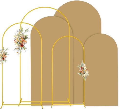 MODFUNS Arch Backdrop Stand and Cover Set of 3 Gold Wedding Arch Stand 6&6.6&7.2ft Beige Arches Cover Chiara Backdrop Stand for Party Birthday Banquet Wedding Arched Frame in Saudi Arabia