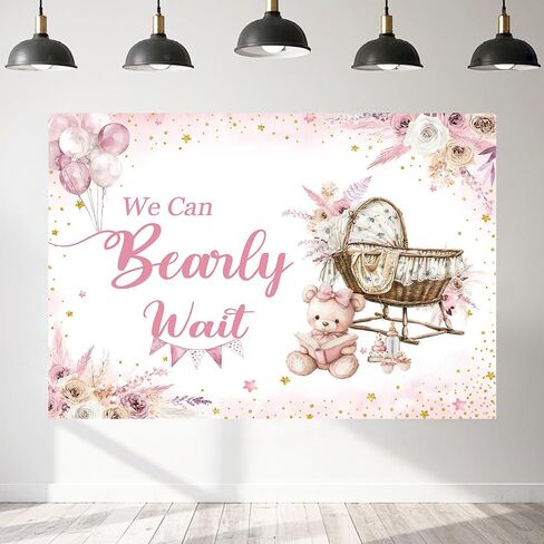 7x5ft Blue Bear We Can Bearly Wait Baby Shower Backdrop for Boy Blue Floral Theme Watercolor Balloons Newborn Baby Party Decoration Photo Background in Saudi Arabia