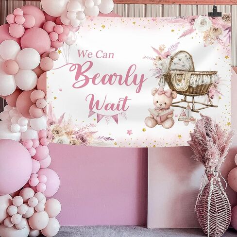 7x5ft Blue Bear We Can Bearly Wait Baby Shower Backdrop for Boy Blue Floral Theme Watercolor Balloons Newborn Baby Party Decoration Photo Background in Saudi Arabia
