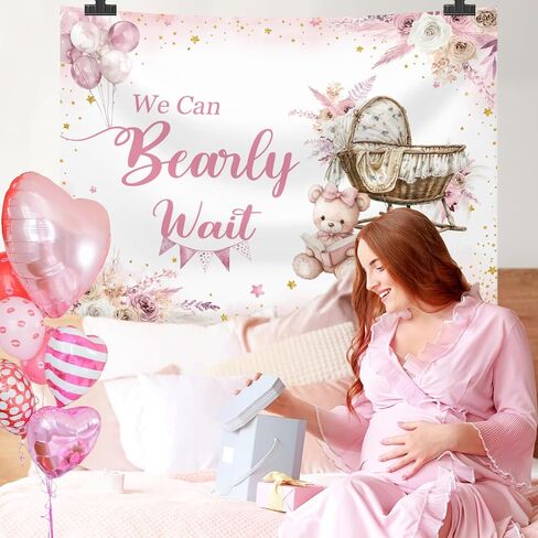7x5ft Blue Bear We Can Bearly Wait Baby Shower Backdrop for Boy Blue Floral Theme Watercolor Balloons Newborn Baby Party Decoration Photo Background in Saudi Arabia