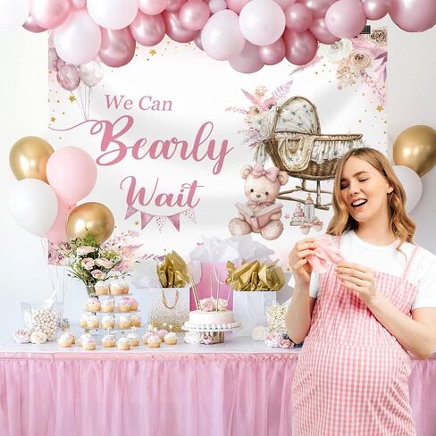 7x5ft Blue Bear We Can Bearly Wait Baby Shower Backdrop for Boy Blue Floral Theme Watercolor Balloons Newborn Baby Party Decoration Photo Background in Saudi Arabia