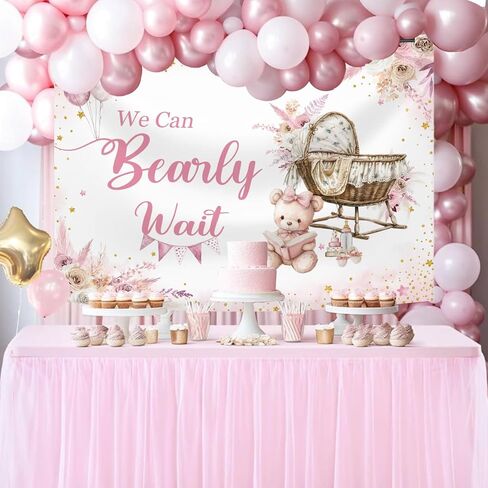 7x5ft Blue Bear We Can Bearly Wait Baby Shower Backdrop for Boy Blue Floral Theme Watercolor Balloons Newborn Baby Party Decoration Photo Background in Saudi Arabia
