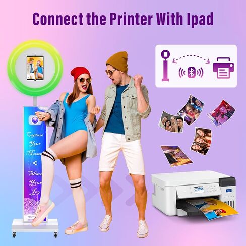 JIYANG Portable Photo Booth Compatible with Ipad 12.9in 11in 10.9in 10.2in, Photo Booth Machine with Software APP Control,Music Sync,Free Custom Logo,Flight Case,for Parties,Wedding,Events(White) in Kuwait