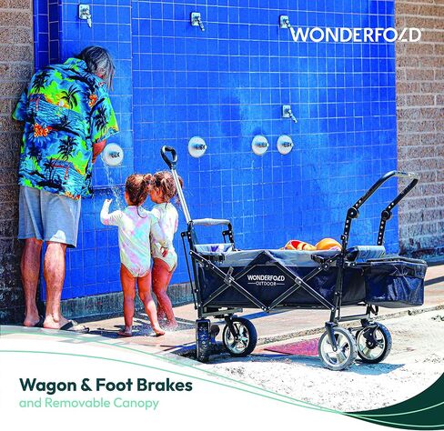 WonderFold S4 Push & Pull Utility Folding Wagon with Brakes, Telescopic Handle, and 150 lb Capacity, Black in Saudi Arabia