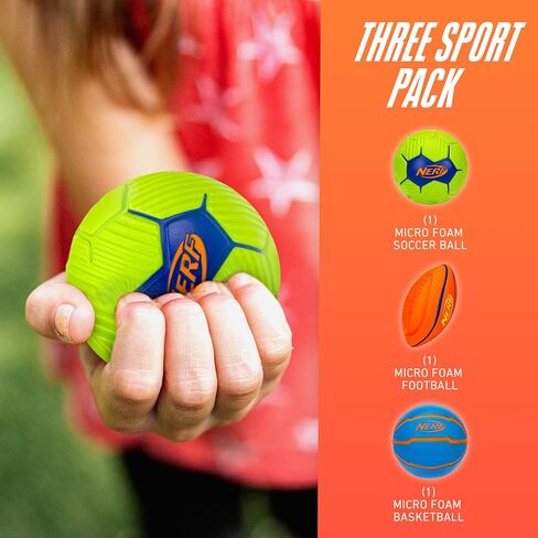 مجموعة كرات رياضية من الإسفنج الصغير من NERF - كرة قدم صغيرة من الإسفنج للأطفال وكرة قدم + مجموعة كرة السلة مجموعة رياضية من الإسفنج الناعم لتخفيف التوتر للأطفال - متعددة الألوان in Saudi Arabia