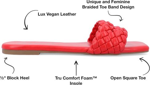 Journee Braided Open Square Toe Banded Flat Slip On Padded Sawyerr Casual Fashion Woven Slide Sandals in Saudi Arabia