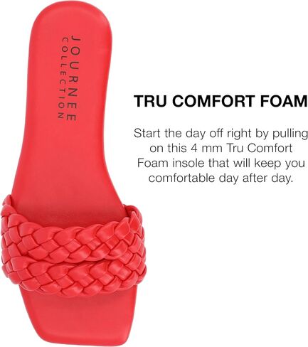 Journee Braided Open Square Toe Banded Flat Slip On Padded Sawyerr Casual Fashion Woven Slide Sandals in Saudi Arabia