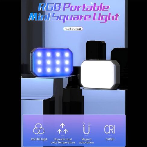 360 Full Color Mini RGB Video Light 2450mAh Rechargable Pocket Dimmable Light 2500-9000K Mini Lamp in Saudi Arabia