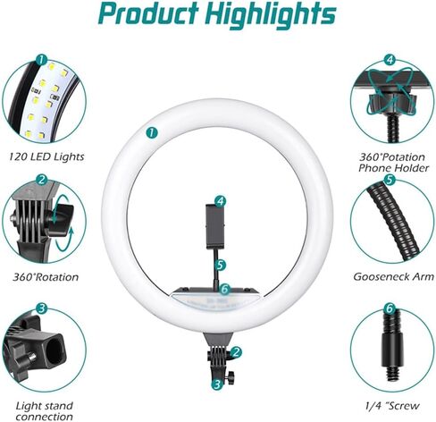RGB Light with Tripod Stand حامل الهاتف LED مصباح LED للبث المباشر ماكياج ماكياج ضوء تصوير (68 سم) in Kuwait
