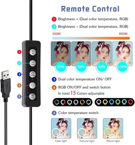 RGB Light with Tripod Stand حامل الهاتف LED مصباح LED للبث المباشر ماكياج ماكياج ضوء تصوير (68 سم) in Kuwait