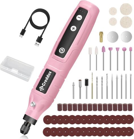 Cordless Rotary Tool,5 Speed Rotary Tool Kit With 71 Accessories,USB Charging,Multi-Purpose 4.2v Power Rotary Tools Easy Accessory Changes - Sanding, Polishing, Engraving and Cutting Pink in Saudi Arabia