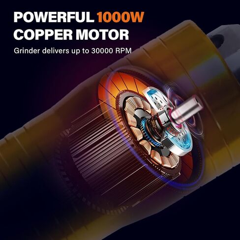 TOAUTO Flex Shaft Grinder, 1000W 30000 RPM Multifunctional Rotary Tool with Hanging System, Accessory Kit, Foot Pedal, and Forward-Reverse Rotation for Carving, Buffing, Drilling, and Polishing in Kuwait