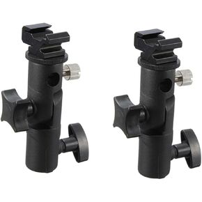 NUOBESTY 2PCS Metal Flash Lamp Holder Bracket for DSLR Camera Flash Holder with Umbrella Mount Compatible with Light Stands and Tripods