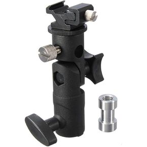 NUOBESTY Shape Metal Flash Holder Bracket with Umbrella Mount Light Stand Attachment for DSLR Cameras and Lights for Optimal Lighting