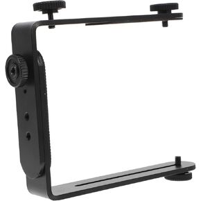 STOBOK Metal Bracket for Cameras Dual Shaped Design with Screw Versatile Flash Light Holder for Tripods and Camcorders for Photographers