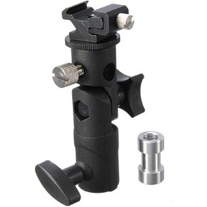 STOBOK 2PCS Metal Flash Holder Bracket Mount for DSLR Cameras and Joint Includes Umbrella Holder Compatible with Standard Shoe Mount