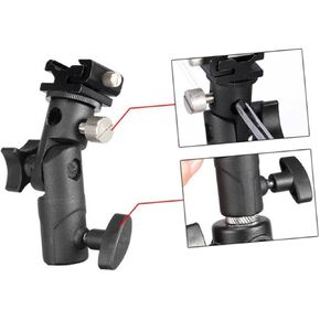 NUOBESTY 2PCS Metal Flash Stand Bracket with Umbrella Mount DSLR Camera Flash Holder Compatible with Standard Shoe Mount and Video LED Lights