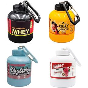 4 pack Protein Powder Storage Container with Funnel & Keychain, 200ml, 60g for Travel Gym Workout Fitness