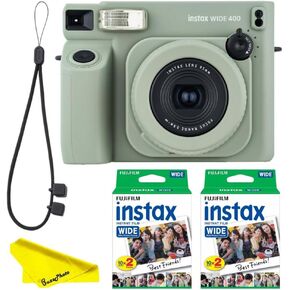 Fujifilm INSTAX Wide 400 Instant Camera (Sage Green) with Instax Wide Films (40 Sheets)