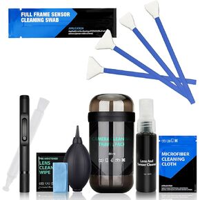 Professional 8-in-1 Camera Cleaning Kit for Canon/Sony/Nikon/Fuji - Lens Cleaning Pen & Quick-Dry Fluid & Dual-Size Sensor Cleaning Swabs (16/24mm) - DSLR/Mirrorless/Drones/VR