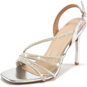 Hares Harels for Women Stilettos Sandals: Square Open Open Toe Strappy High Cheeled Cheeled Chel