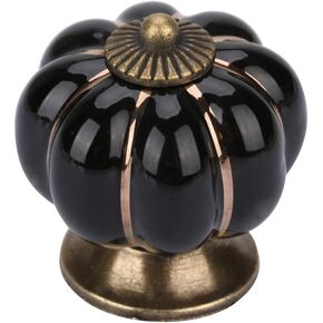 Ceramic Pumpkin Knobs - European Handle Pulls for Furniture, Ideal for Kids Rooms, Easy to Install, Red Design (White)