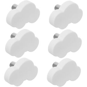 6pcs Boy Girl Cartoon Cabinet Knobs Soft Rubber White Cloud Drawer Pulls for Boy Girl Rooms and Versatile for Dressers Closets and Kitchen Cabinets