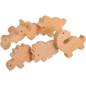 ABOOFAN 6pc Dinosaur Decorative Knobs for Dresser Drawers Sturdy Wooden Cabinet Pulls Easy Install with Screws Adhesive