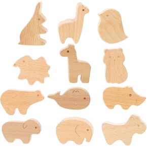 Housoutil 12pcs Wooden Animal Drawer Knobs Cute Decorative Drawer Pulls for Kids Room Animal Cabinet Knobs Easy Install