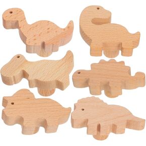 BESTOYARD 6set Wooden Dinosaur Drawer Pulls with Screws Adhesive for Nurseries Dressers Vanities Dinosaur Knobs for Boys Girls for Fun Furniture Upgrade