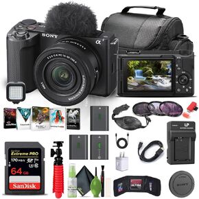 Sony Alpha ZV-E10 II Mirrorless Camera with 16-50mm Lens (Black) (ZVE10M2KB) + 64GB Memory Card + Filter Kit + Photo Software + Bag + 2 x NP-FZ100 Battery + Charger + Card Reader + More (Renewed)