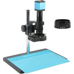 1080P 2K 48MP 4K HDMI USB VGA Industrial Zoom 180X 300X Video Microscope Camera 0.5X Lens for Precise PCB Watch Phone Soldering(48MP 2k 4K HDMI USB,500X)