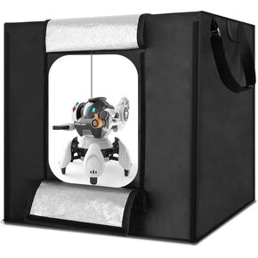 REFLEX CAMERA 80×80×80cm (31.5×31.5×31.5in) LED Light Box Photo Studio | 270 LED Beads 5500K | Foldable Portable Shooting Tent with 3 PVC Backdrops for Professional Product Photography